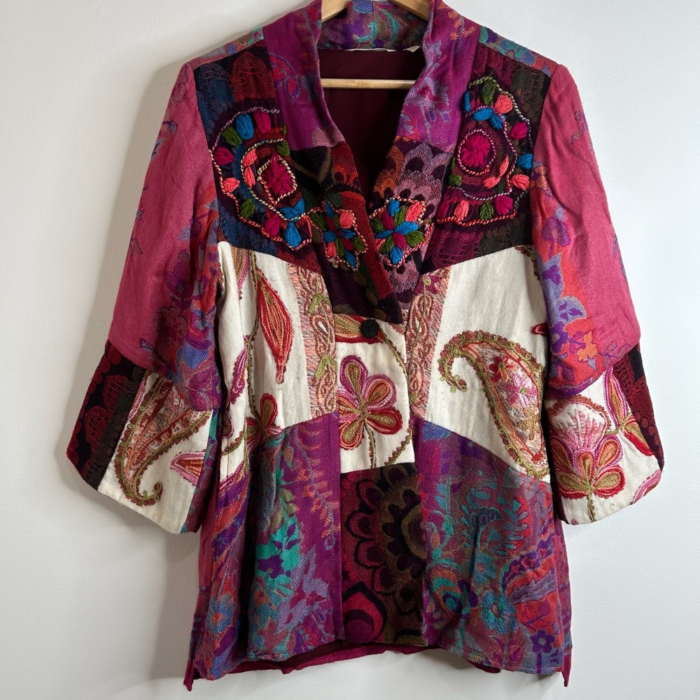 Soft Surroundings Patchwork Embroidered Kimono Ja… - image 1